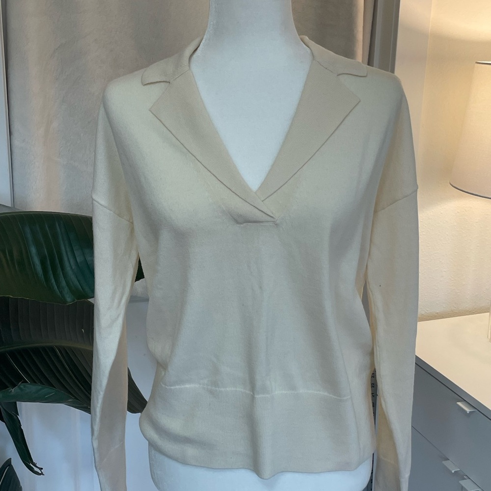 Merino Wool Cream Polo Sweater - WORN ONCE